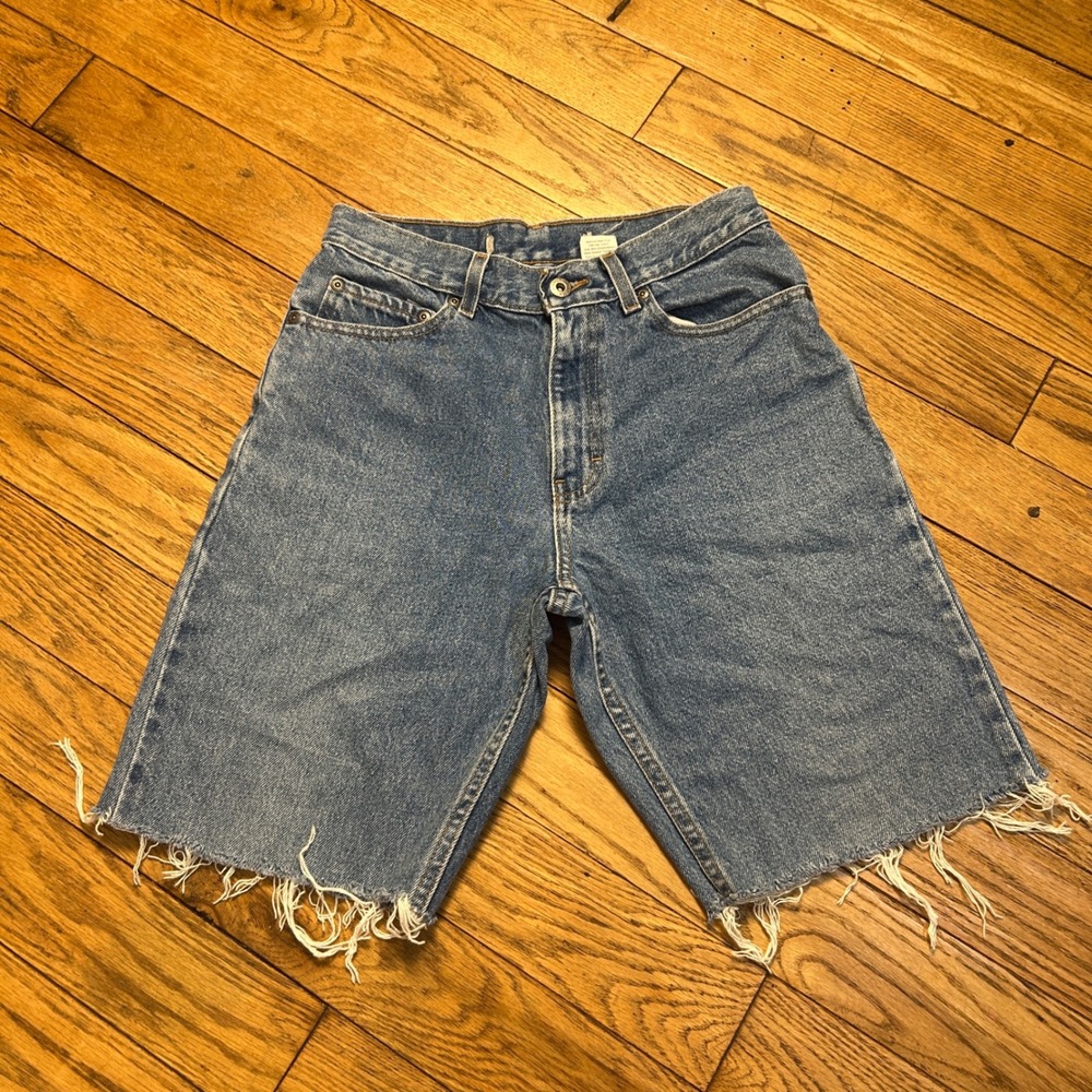 Vintage Denim Cut Off Shorts Medium Wash Frayed Hem 100% Cotton 29" Waist